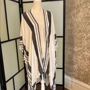 Saks Fifth Avenue Black Label Striped Kimono - Black and White